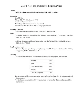 CMPE 415: Programmable Logic Devices  Course:  CMPE 415: Programmable Logic Devices, Fall 2008. 3