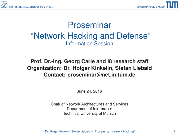 proseminar network hacking and defense