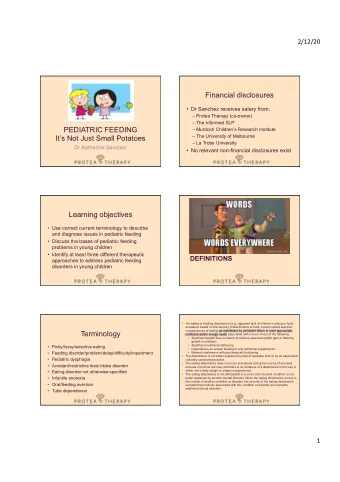 Financial disclosures  Dr Sanchez receives salary from:  Protea Therapy (co-owner)  The