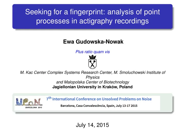 seeking for a fingerprint analysis of point processes in