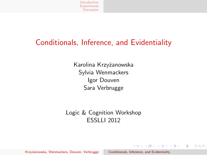 conditionals inference and evidentiality