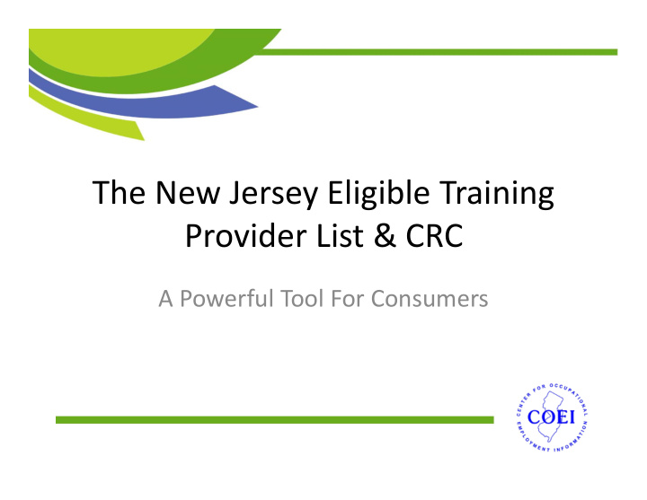 the new jersey eligible training provider list amp crc