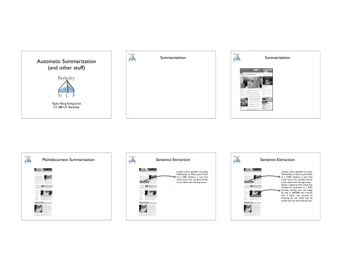 automatic summarization and other stuff