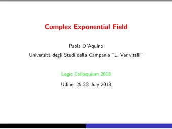 Complex Exponential Field  Paola DAquino  Universit`  a degli Studi della Campania L.
