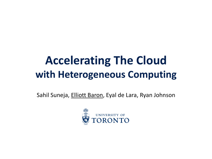 accelerating the cloud