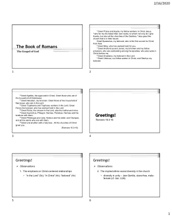 The Book of Romans 6 Greet Mary, who has worked hard for you. 7 Greet Andronicus and Junias, my