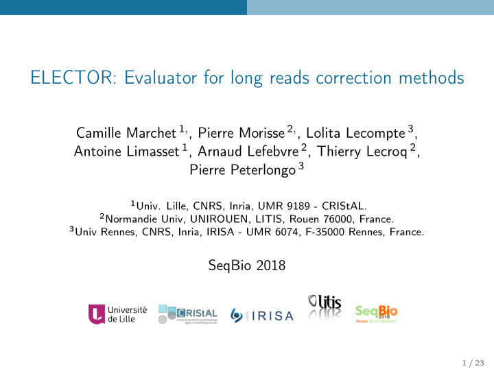 elector evaluator for long reads correction methods