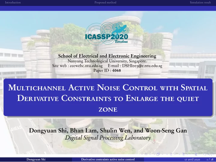 multichannel active noise control with spatial derivative