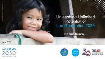 Unleashing Unlimited  Potential of  Lao Generation 2030  No time to lose  Nov 2019  20