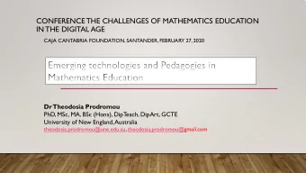 CONFERENCE THE CHALLENGES OF MATHEMATICS EDUCATION  IN THE DIGITAL AGE  CAJA CANTABRIA FOUNDATION,