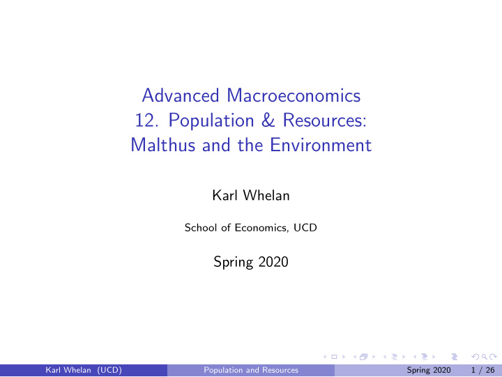 advanced macroeconomics 12 population resources malthus