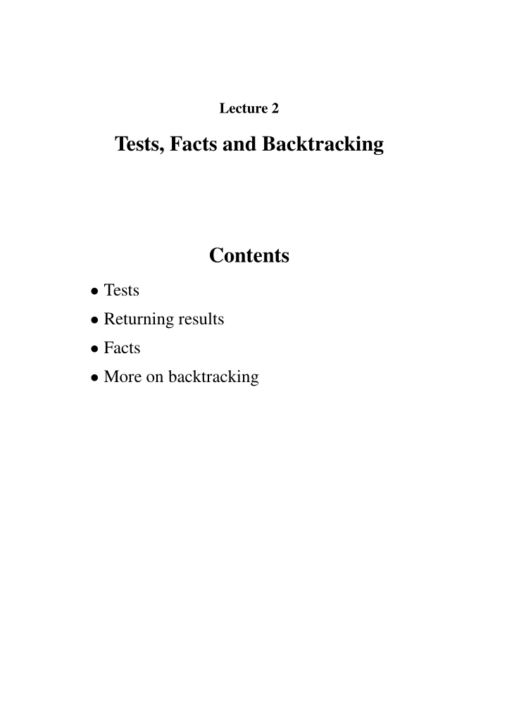 tests facts and backtracking contents