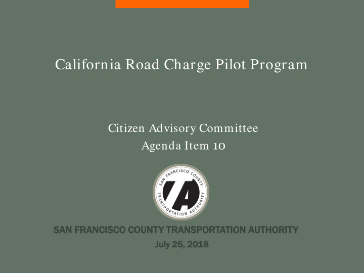 california road charge pilot program