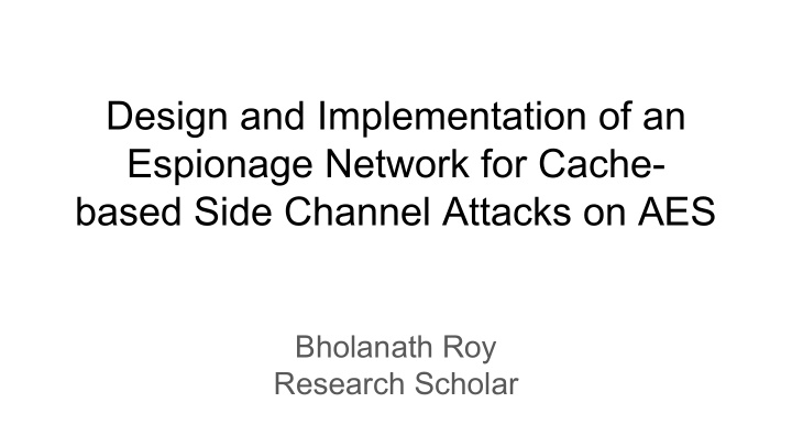 design and implementation of an espionage network for