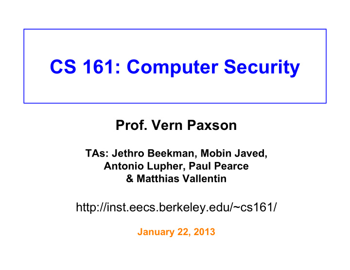 cs 161 computer security