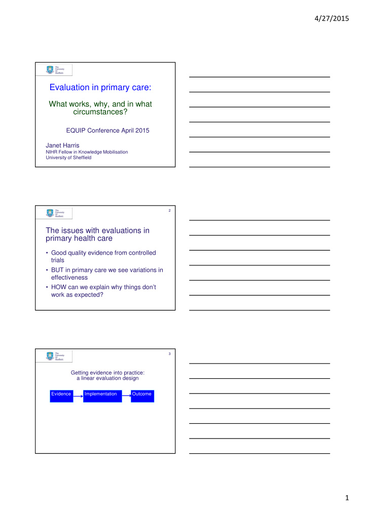 evaluation in primary care