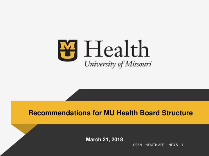 recommendations for mu health board structure