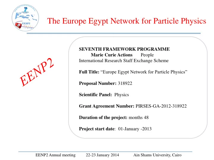 the europe egypt network for particle physics