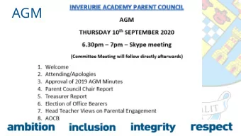 AGM Parent Council  10.09.20 AGM Slides  Engagement  Involvement  Advice &amp; Feedback