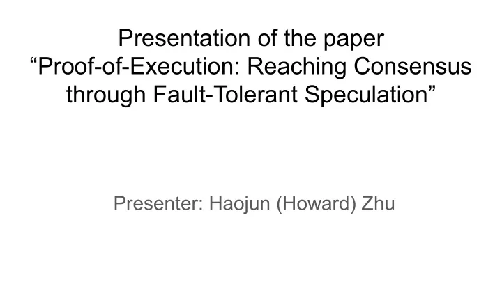 presentation of the paper proof of execution reaching