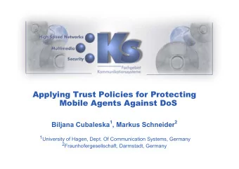 Applying Trust Policies for Protecting  Applying Trust Policies for Protecting  Mobile Agents
