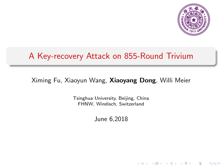 a key recovery attack on 855 round trivium