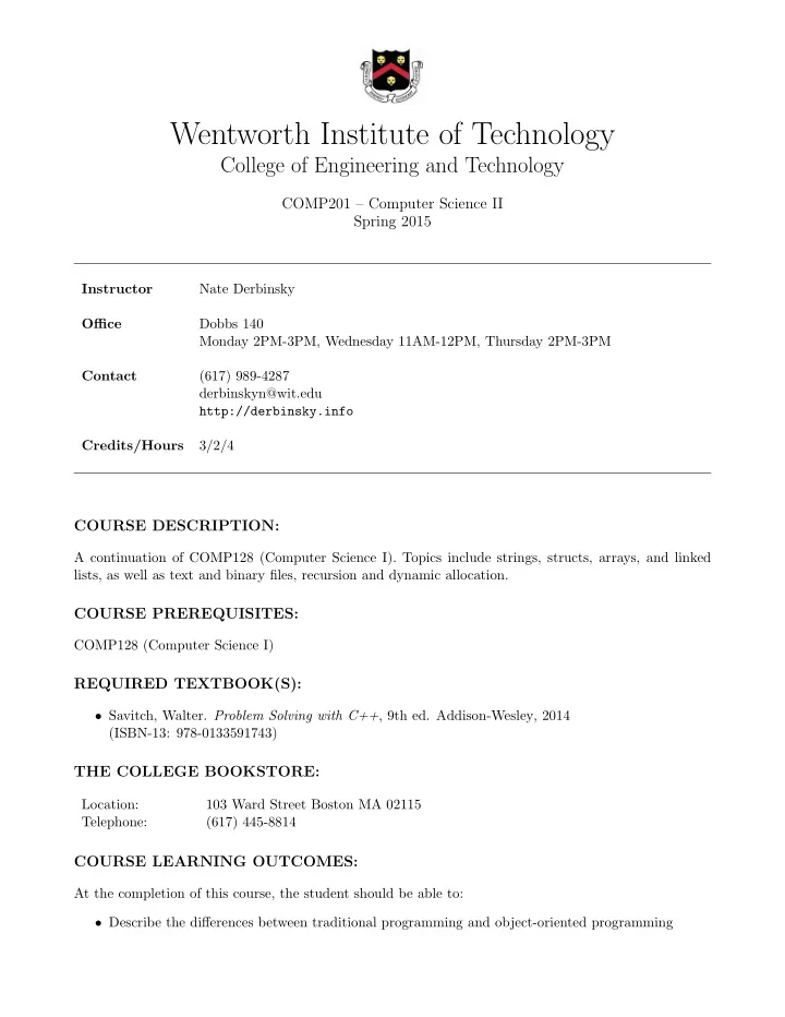 wentworth institute of technology