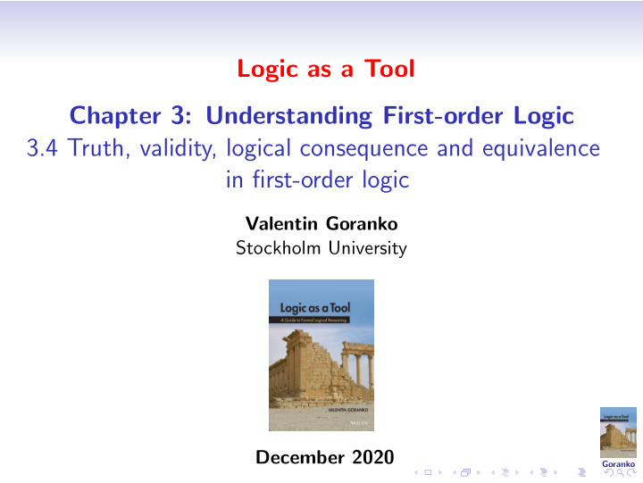 logic as a tool chapter 3 understanding first order logic