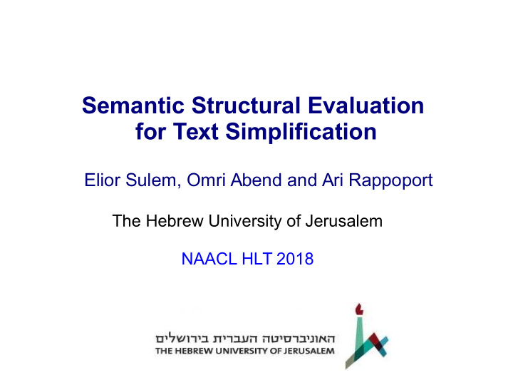 semantic structural evaluation for text simplification