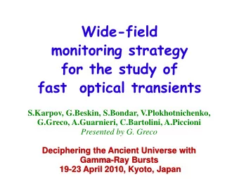 Wide-field  monitoring strategy  for the study of  fast  optical transients  S.Karpov, G.Beskin,