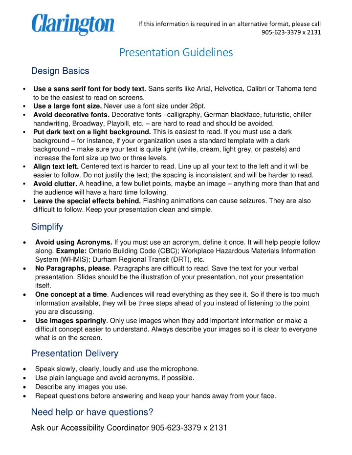 presentation guidelines