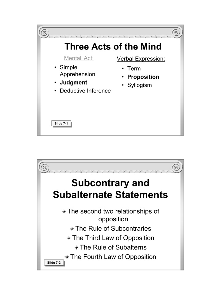 subcontrary and subalternate statements
