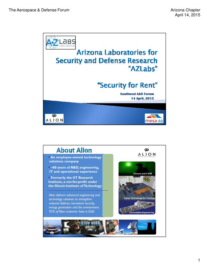 the aerospace defense forum arizona chapter april 14 2015