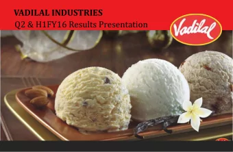 VADILAL INDUSTRIES  Q2 &amp; H1FY16 Results Presentation  Disclaimer  Certain statements in this