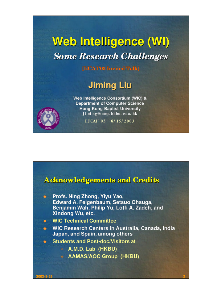 web intelligence wi web intelligence wi