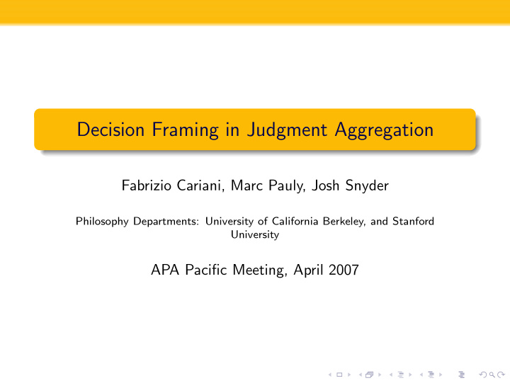 decision framing in judgment aggregation