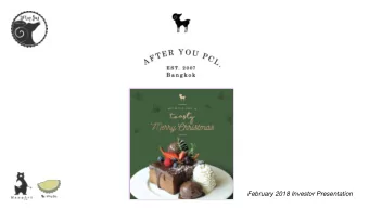 February 2018 Investor Presentation  M a n a g e m e n t  S t r u c t u r e  C O M P A N Y  S  S