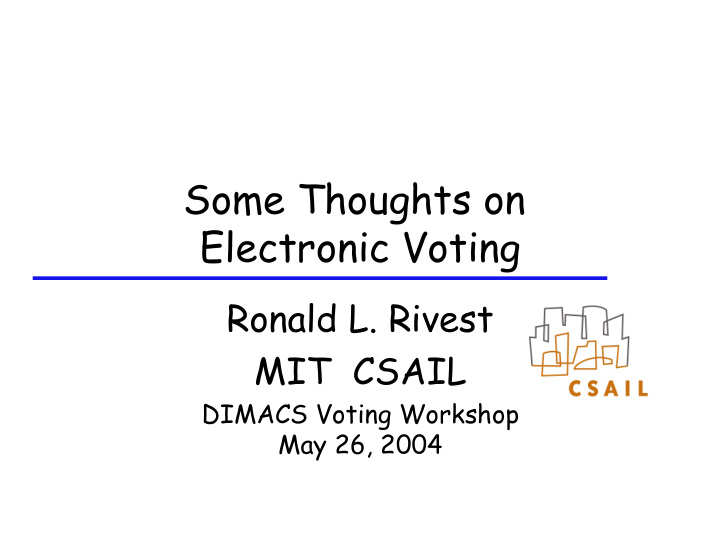 some thoughts on electronic voting