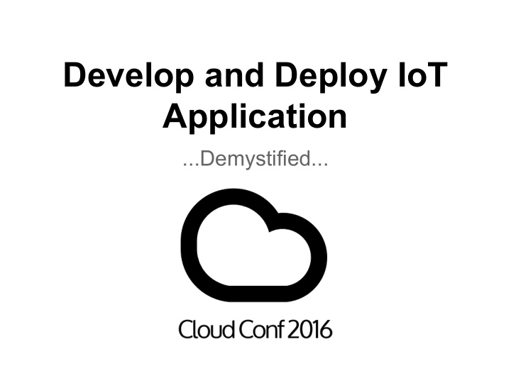 develop and deploy iot application