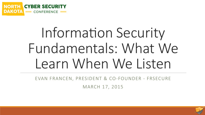 informa on security fundamentals what we learn when we
