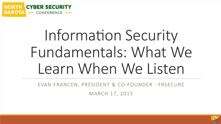 informa on security fundamentals what we learn when we