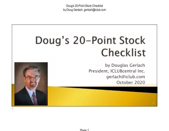 by Douglas Gerlach  President, ICLUBcentral Inc.  gerlach@iclub.com  October 2020  1  1  Page 1