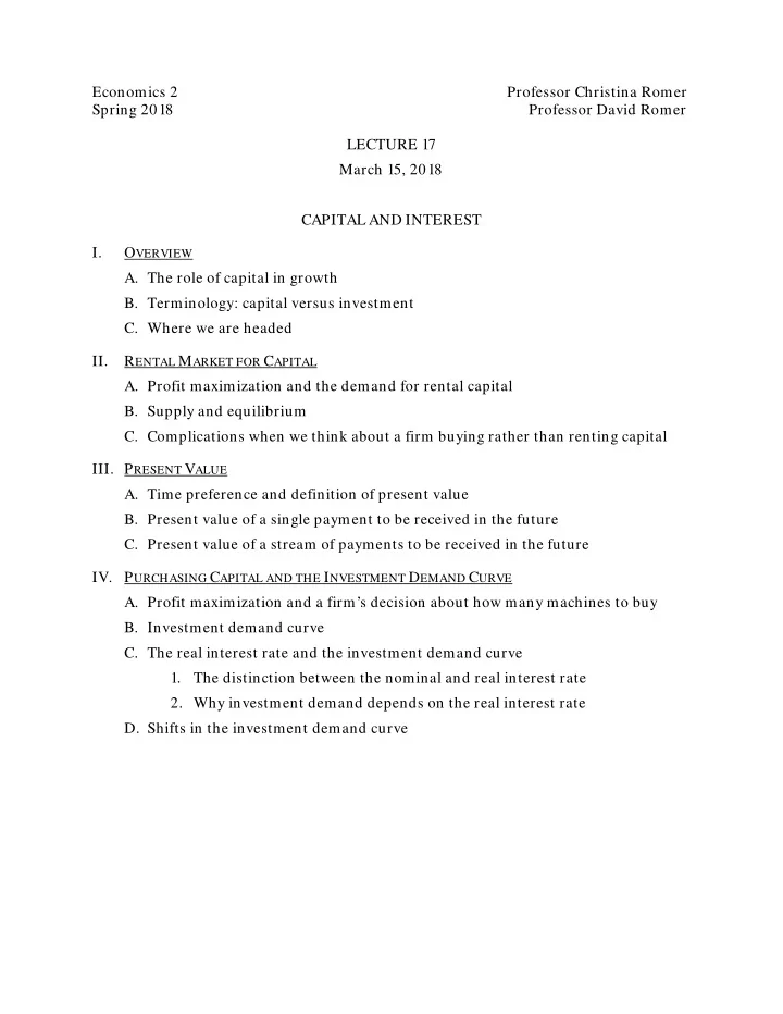 economics 2 professor christina romer spring 2018