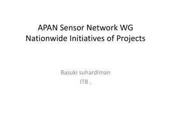 APAN Sensor Network WG Nationwide Initiatives of Projects  Basuki suhardiman Basuki suhardiman ITB