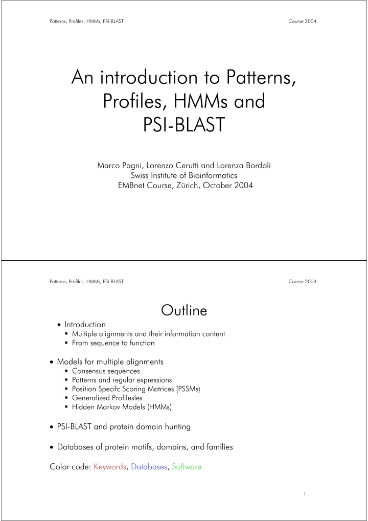 an introduction to patterns profiles hmms and psi blast