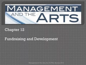 Chapter 12  Fundraising and Development  Management &amp; the Arts, 5e, (C) Wm. Byrnes, 2014