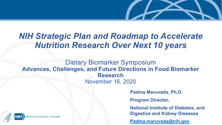 nih strategic plan and roadmap to accelerate nutrition