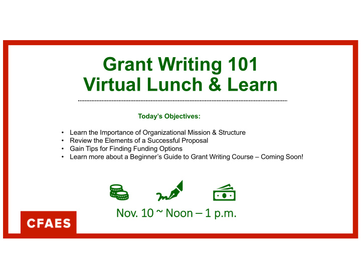 grant writing 101 virtual lunch learn