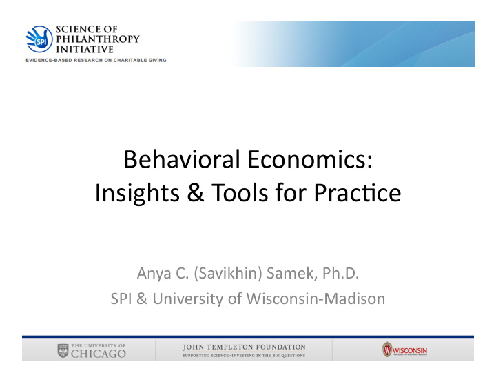 behavioral economics insights tools for prac8ce