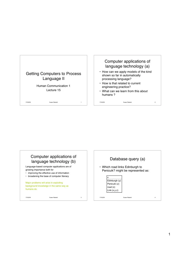 computer applications of language technology a